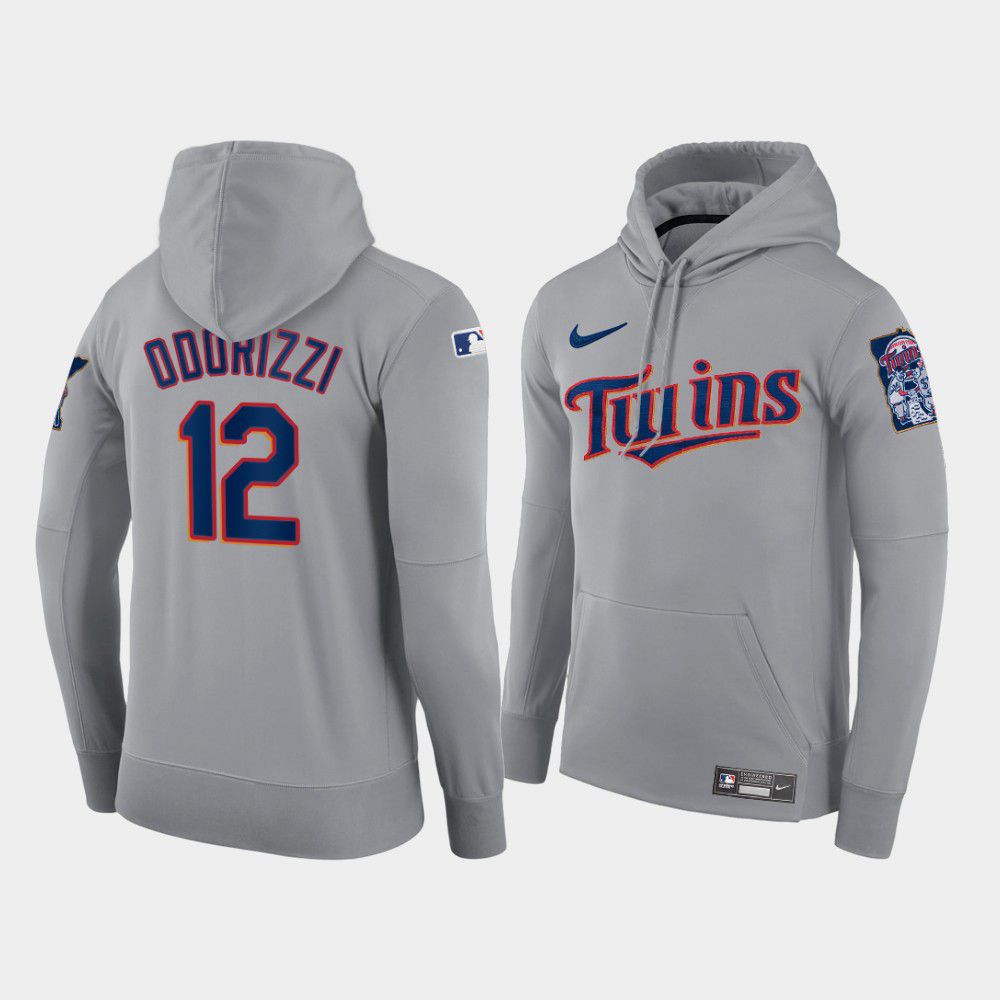 Cheap Men Minnesota Twins 12 Odorizzi gray road hoodie 2021 MLB Nike Jerseys